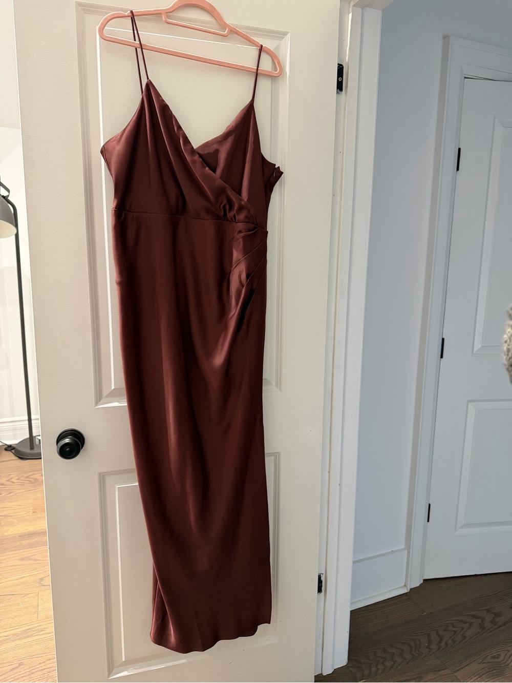 BHLDN Burgundy Satin Slip Maxi Dress